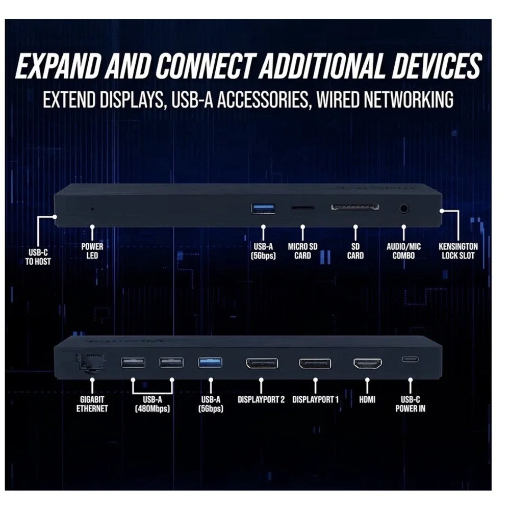 Dell USB-C Docking Station HDMI DisplayPort USB-A GbE SD/microSD Audio Lock